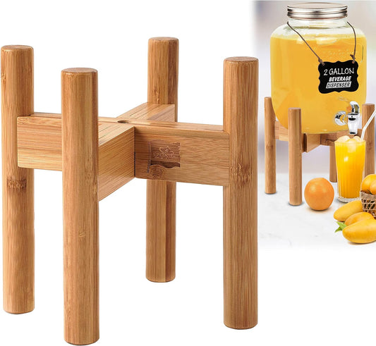 ZPirates Drink Dispenser Stand - Adjustable Bamboo Holder Riser for Compatible Dispensers for Water, Beverages and Drinks