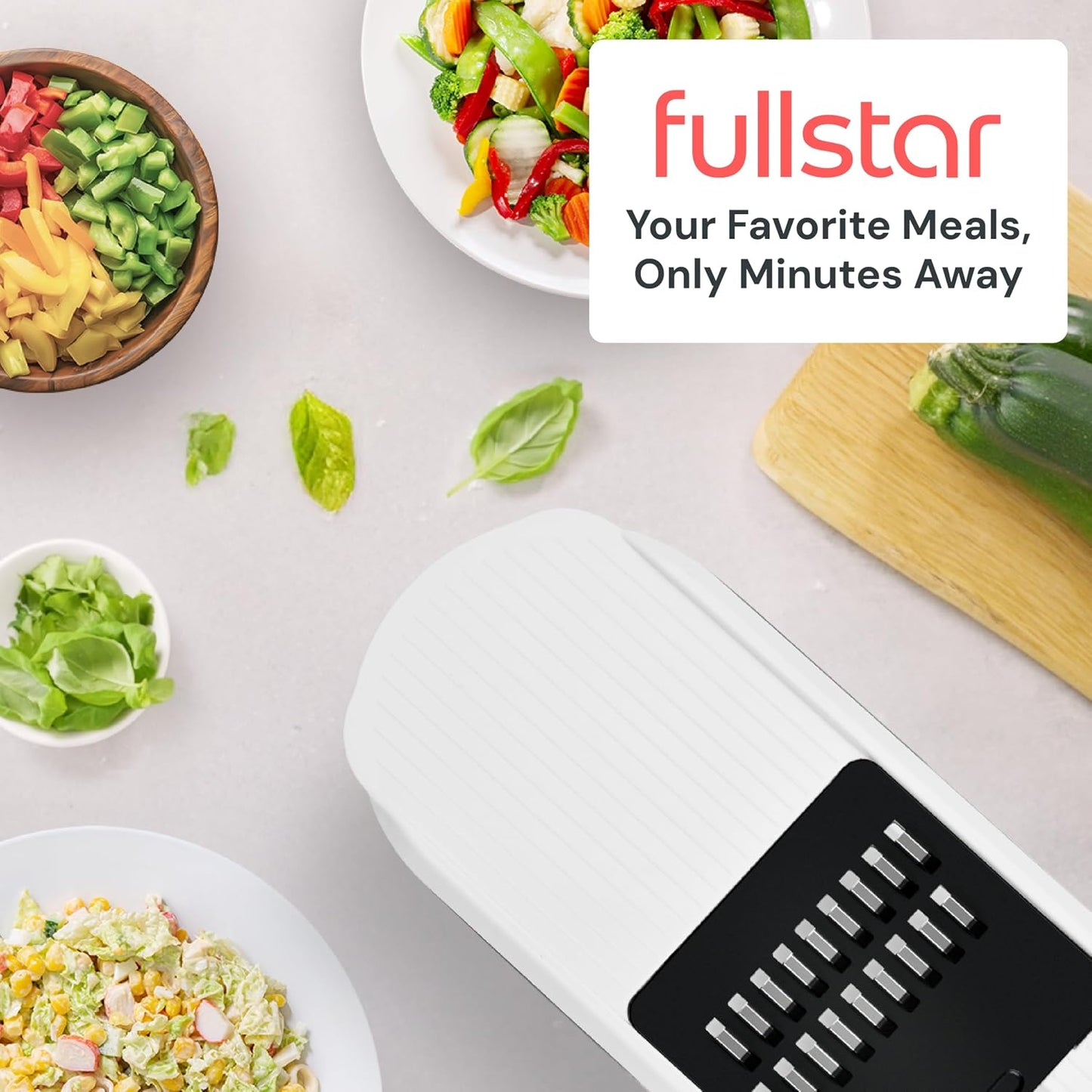 Fullstar Core Vegetable Chopper - Chop and Slice Lid - Food Chopper with Container, Veggie Chopper, Fruit Slicer, Onion Dicer - Meal Prep Essential - Kitchen Gadgets and Gifts (6-in-1, White/Black)