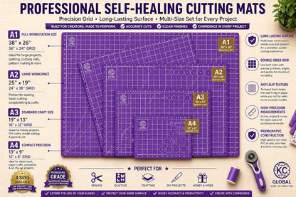 KC GLOBAL A3 (19"x13") Professional Grade Self-Healing Cutting Mat (Purple) - Odor-Free, Double-Sided, Eco-Friendly, Non-Slip, Premium Desk mat for DIY, Crafting, Model Building,and Art Projects
