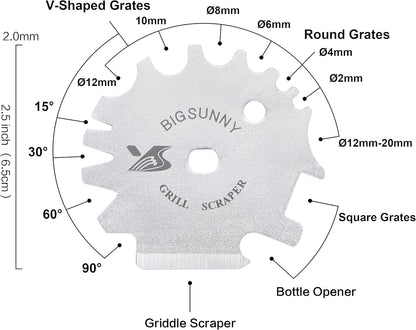 MSY BIGSUNNY Good Grip Stainless Steel Grill Scraper for BBQ Grate and Griddle (12" Scraper)