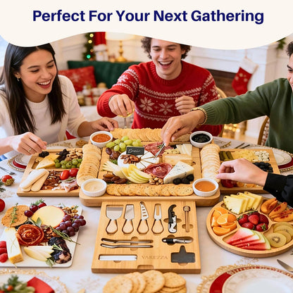Charcuterie Boards Set – Large Bamboo Cheese Board & Platter with Charcuterie Accessories, Housewarming Gifts for New Home, Christmas, Bridal Shower, New House Gift