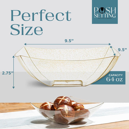 Posh Setting - White Plastic Square Serving Bowls for Party (16oz - 4 Pack), Disposable & Candy Containers for Party Table & Buffet