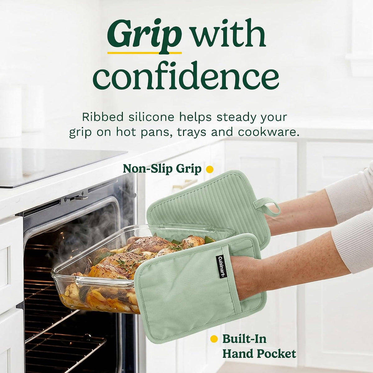 Cuisinart Silicone Pot Holders, Set of 2 7"x9", Heat Resistant 500F