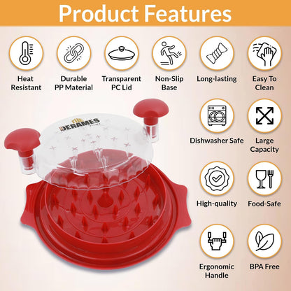 Chicken Shredder Tool Twist with Brush - 10" Large BPA-Free Meat Shredder for Effortless Shredding- Dishwasher Safe Chicken Breast Shredder with Removable Tray, Non-Slip for Pork, Beef & Chicken - Red