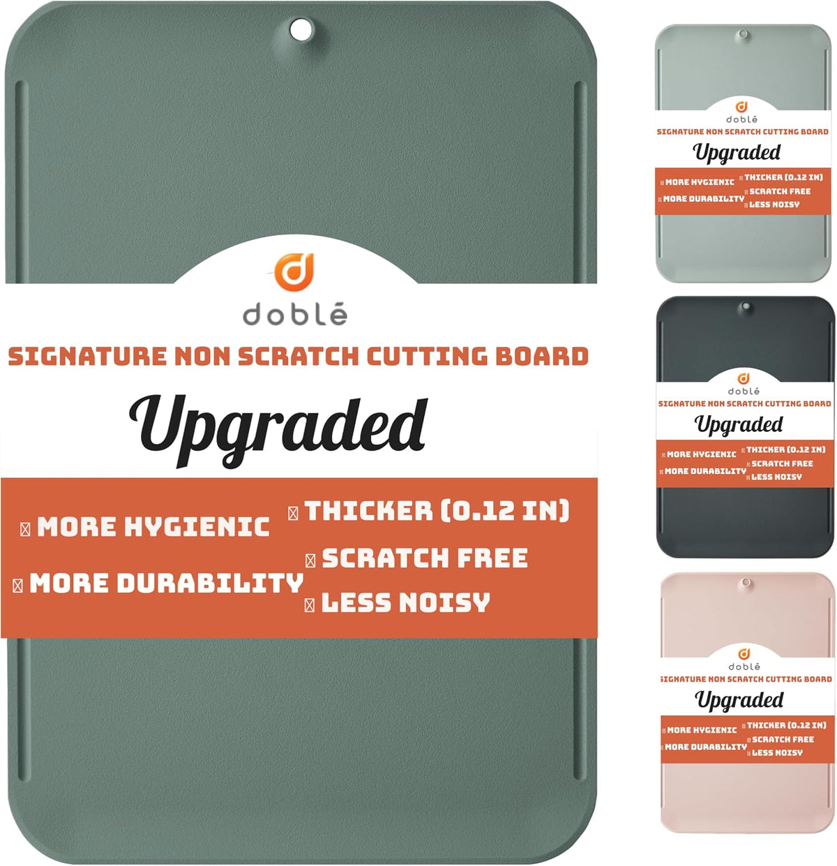 Premium Upgraded doblé Non-Scratch Flexible Cutting Board for Chopping, Scratch Free, Juice Grooves with Easy Grip Handle, Non-Slip Dishwasher Safe for Kitchen 9.3" x 13.7" (Deep Black)