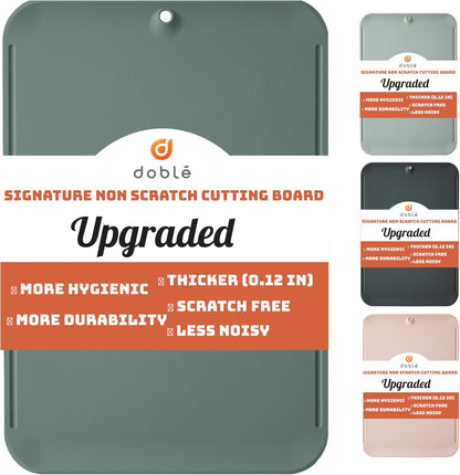 Premium Upgraded doblé Non-Scratch Flexible Cutting Board for Chopping, Scratch Free, Juice Grooves with Easy Grip Handle, Non-Slip Dishwasher Safe for Kitchen 9.3" x 13.7" (Deep Black)