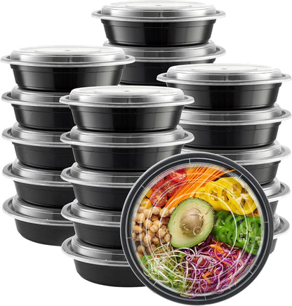 GUSTO [24 oz - 50 Count 3-Compartment Meal Prep Containers with Lids – Reusable, Microwaveable, Dishwasher & Freezer Safe, BPA-Free Food Storage Boxes for Portion Control (Formerly Comfy Package)