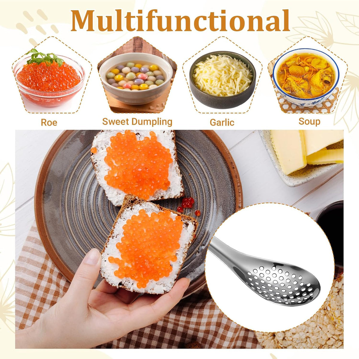 Jeffdad 2Pcs Spherification Spoon, Stainless Steel Small Slotted Spoons