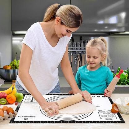 Silicone Baking Mat,28" x 20" Extra Thick Large Non Stick Sheet Mat with Measurement Non-slip Dough Rolling Mat,Reusable Food Grade Silicone Counter Mat for Making Cookies,Macarons,Bread and Pastry