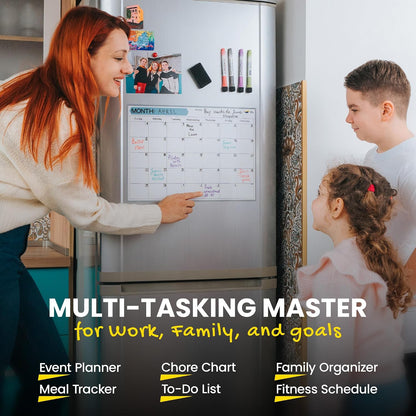 Magnetic Weekly Planner for Fridge - 17x12” Stain-Resistant Dry Erase Whiteboard Fridge Calendar with Large Writing Space for Schedules, Chores & Meals - Includes 4 Markers & Eraser