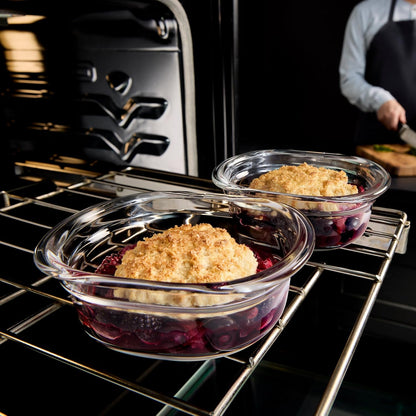 Rubbermaid Brilliance Glass Food Storage set of 4 containers 8 total pieces (4 containers + 4 lids) for Lunch Meal Prep and Leftovers Dishwasher and Oven Safe Clear/Grey