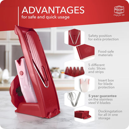 BORNER V Mandoline Slicer Kitchen V1 ClassicLine Starter Set | Vegetable Grater Börner - Quality Made in Germany, Color:White