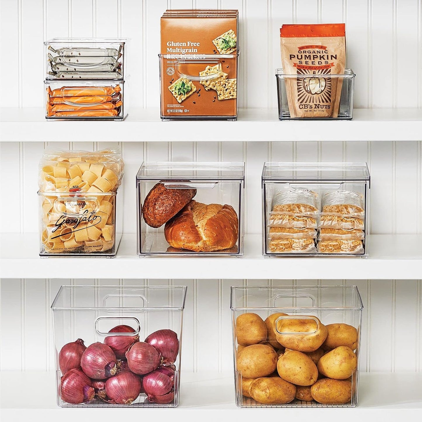 mDesign Plastic Divided Bin Storage Containers - Perfect for Fridge, Cabinet, Pantry, and Home Organization - Clear - Refrigerator Organizers - Ligne Collection - 2 Pack, Clear