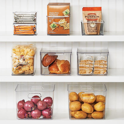 mDesign Plastic Divided Bin Storage Containers - Perfect for Fridge, Cabinet, Pantry, and Home Organization - Clear - Refrigerator Organizers - Ligne Collection - 2 Pack, Clear