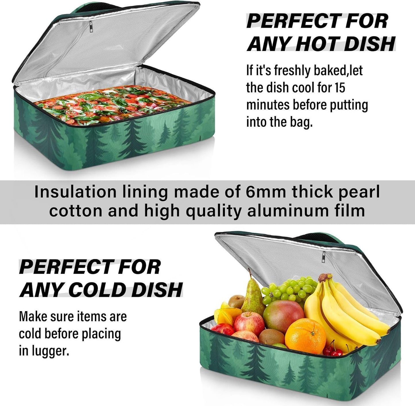 Casserole Carriers for Hot or Cold Food Reusable Casserole Dish Carrier Insulated Thermal Large Capacity Durable Perfect for Party Camping Family Gatherings Yellow Fish - Colors B