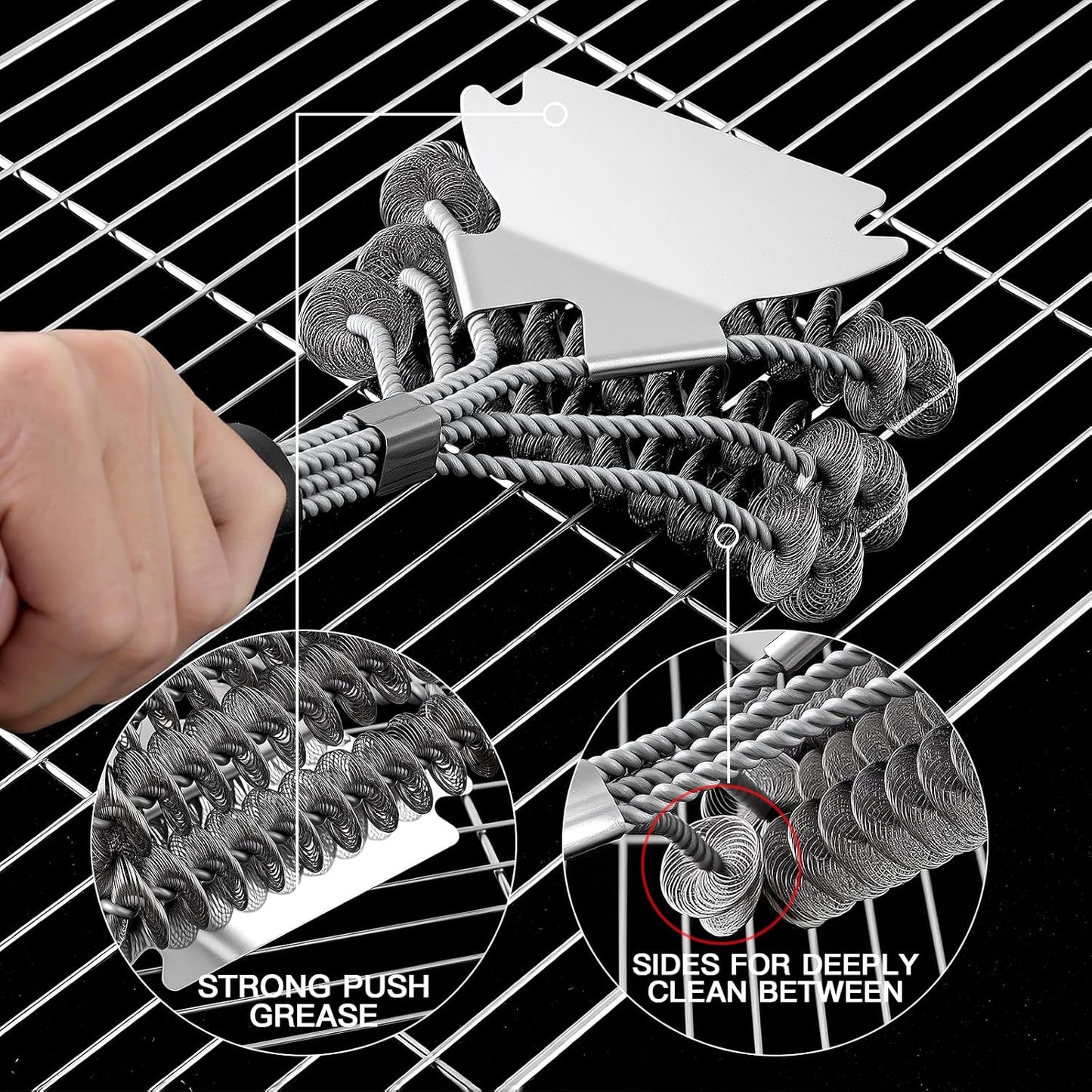 Grill Brush and Scraper Bristle Free Safe BBQ Brush for Grill Stainless Grill Grate Cleaner Safe Grill Accessories for Porcelain/Weber Gas/Charcoal Grill Gifts for Grill Wizard/Men/Dad