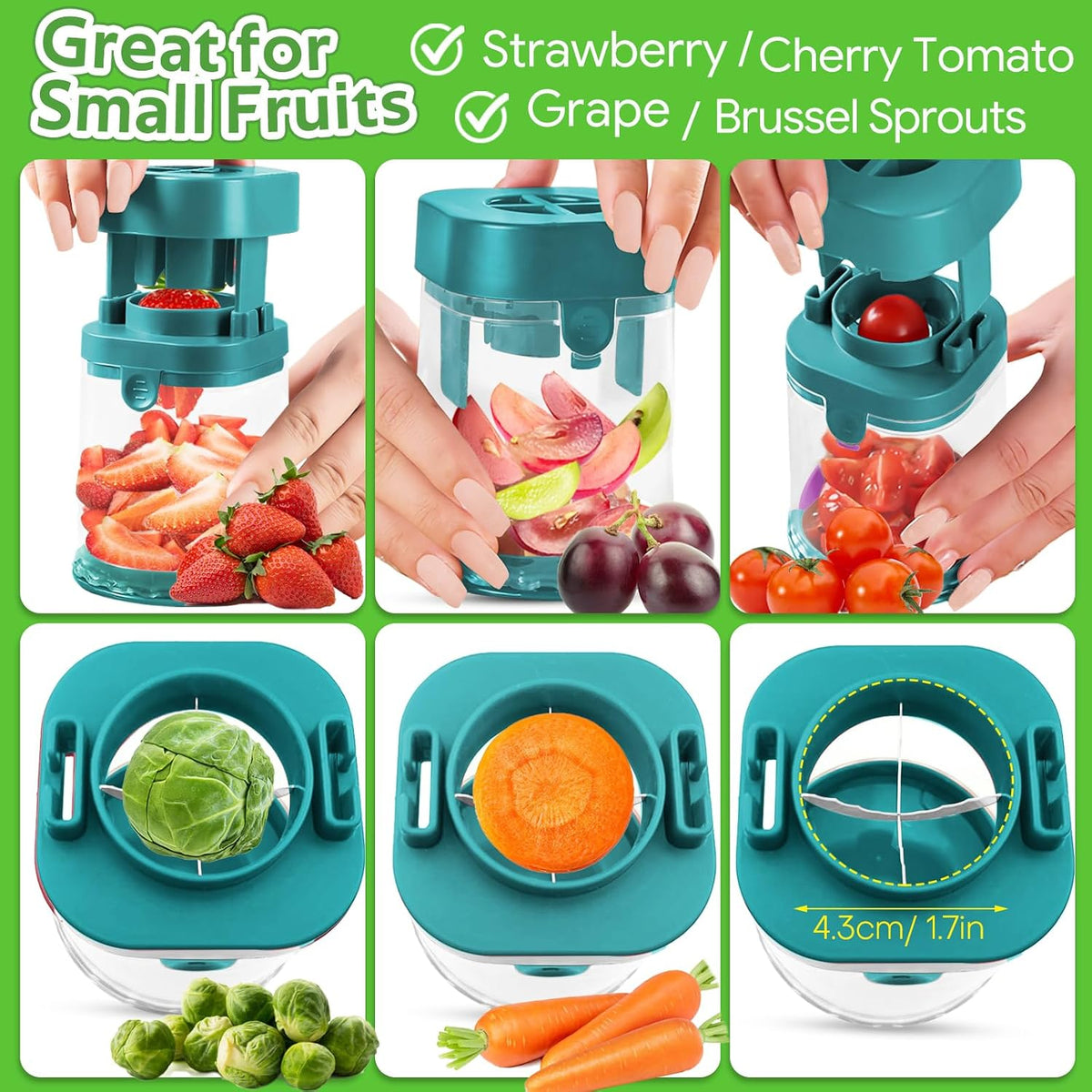Small Fruit Cutter for Grape, Strawberry, Cherry Tomato (Red)