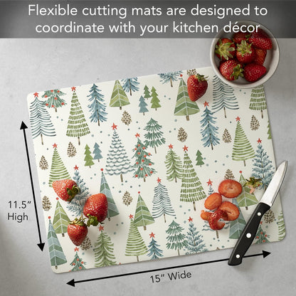 Cut N' Funnel Eat Fresh Designer Flexible Cutting Board Mat 15" x 11.5" Made in the USA Decorative Flexible Easy to Clean