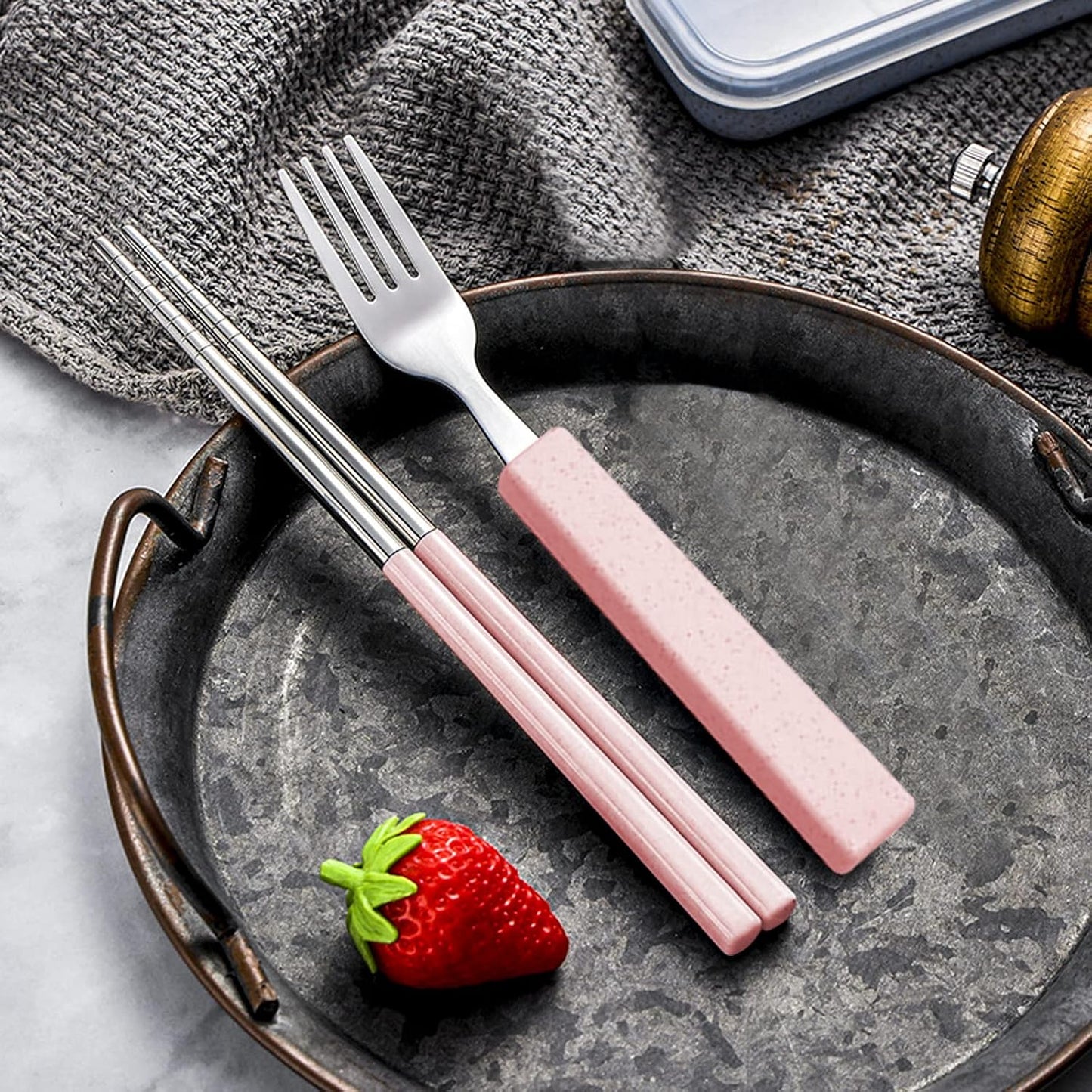 VANRA 3-Piece Children Utensils Set 18/10 Stainless Steel Child Flatware Set Silverware Knife Spoon Fork Set with Travel Case for Kids Lunch Box