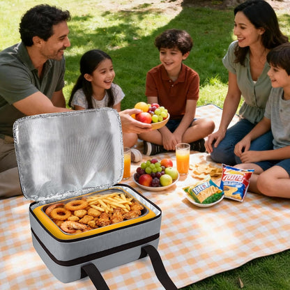 Trunab Insulated Casserole Carrier for Hot or Cold Food, Double Thermal Food Containers, Fit 9x13 Inches Baking Dish Foil Pans, For Picnic Cookouts, Potluck Parties, Beach,Beige (Beige)