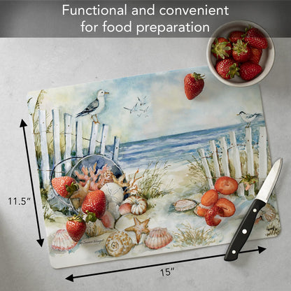 Cut N' Funnel Eat Fresh Designer Flexible Cutting Board Mat 15" x 11.5" Made in the USA Decorative Flexible Easy to Clean
