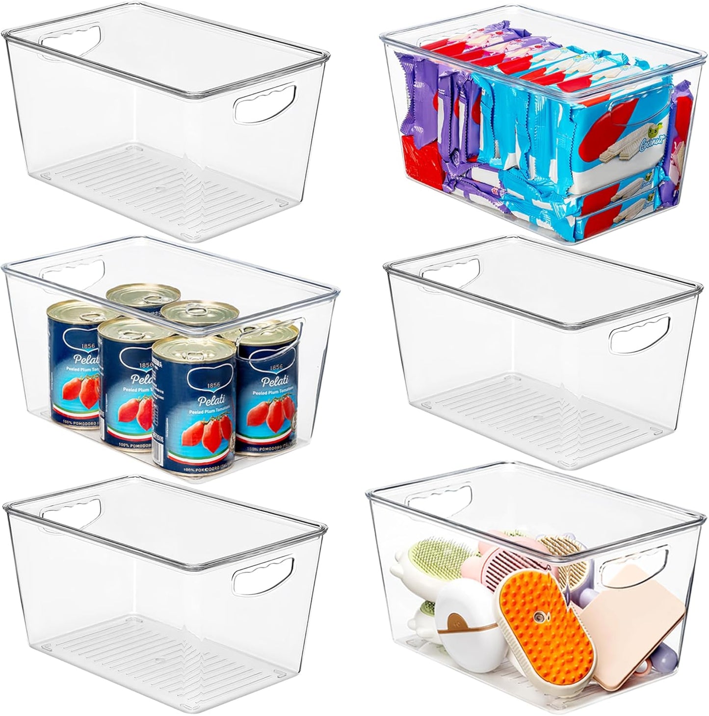 theaoo Clear Storage Bins with Lids Stackable - Large Plastic Containers for Pantry Organization and Storage - Perfect for kitchen,Fridge,Laundry Room,Bathroom,Garage,Closet,Cabinet Organizer - 8 Pack