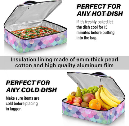 Casserole Carriers for Hot or Cold Food Reusable Casserole Dish Carrier Insulated Thermal Large Capacity Durable Perfect for Party Camping Family Gatherings Yellow Fish - Colors B