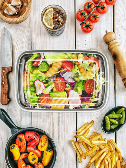 NEEBAKE 60 Sets 32oz Meal Prep Containers 2 Compartment - Plastic Food Storage Containers 2 Compartments with Lids
