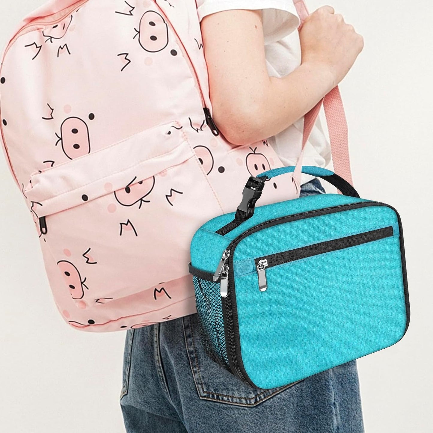 Kids Lunch Box for Boys Girls Lunch Bag Insulated Durable Lunchbox Children Lunch Tote Bag for School Black