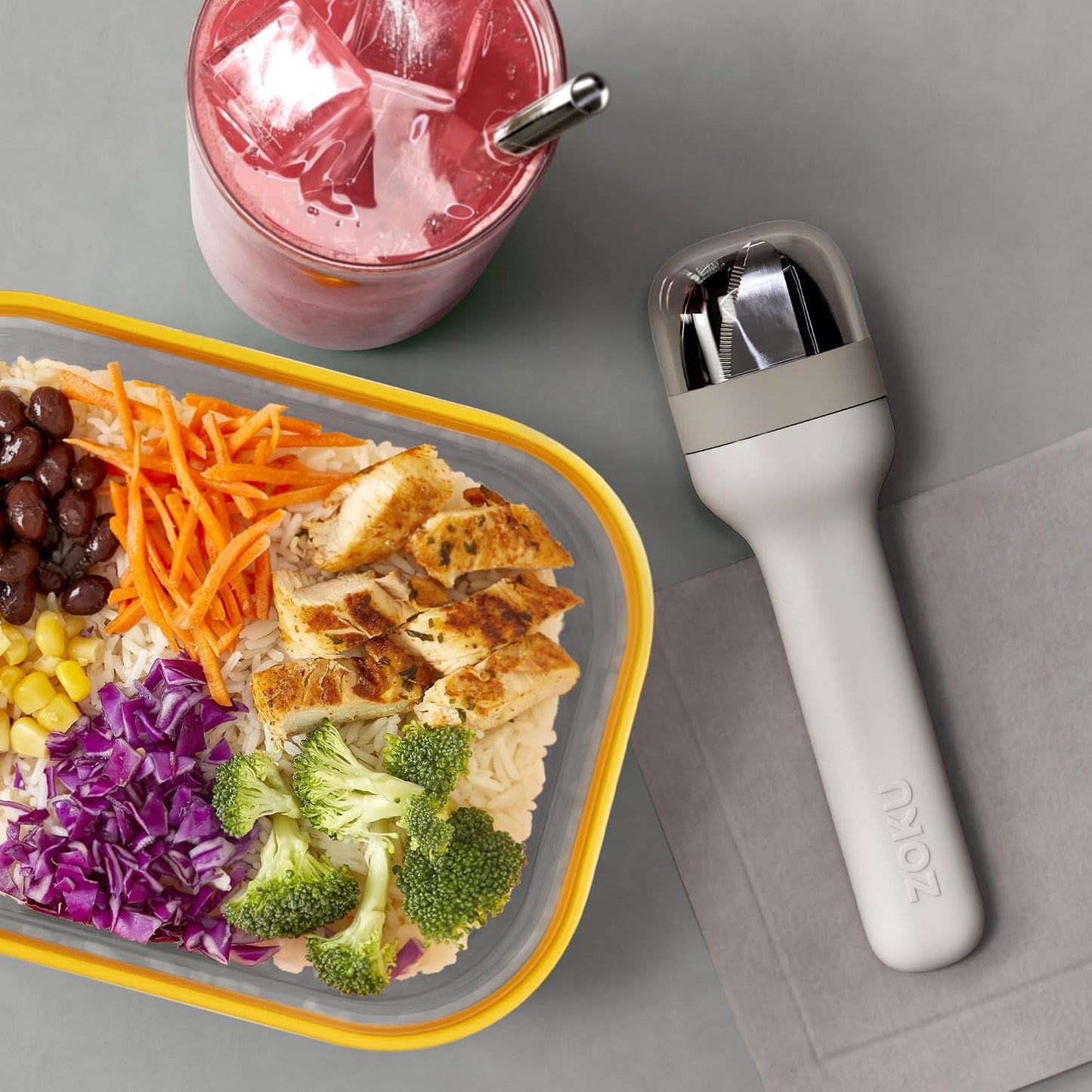 ZOKU Pocket Utensil Set, Blue - Stainless Steel Fork, Knife, and Spoon Nest in Case - Portable Design for Travel, School, Work, Picnics, Camping and Outdoor Home Use