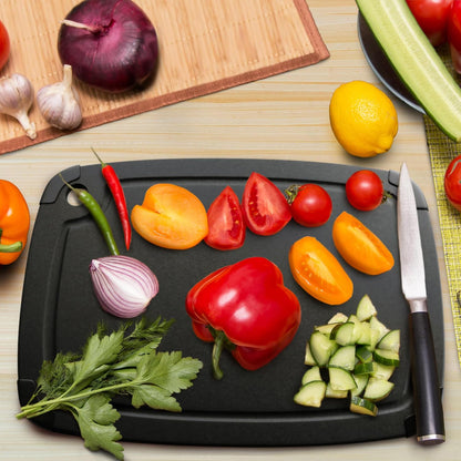 Dishwasher Safe Cutting Boards for Kitchen - Set of 2 Large Composite Wood Cutting Boards with Juice Groove, Non-Slip Feet & Lightweight Eco-Friendly Design 14.5" x 11" and 11.7" x 9.3"