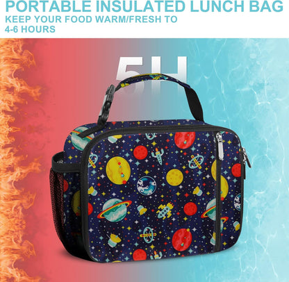 esouler Lunch Box Kids Insulated Lunch Bag for Boys & Girls Durable Children Lunchbox for School with Water Bottle Holder-Black