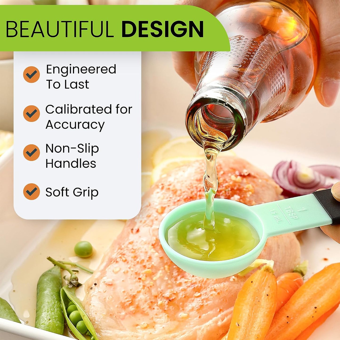 Spring Chef Magnetic Measuring Cups and Spoons Set of 9, Nesting Kitchen Tool with Easy to Read Markings for Measuring Dry or Liquid Ingredient, BPA Free, Black
