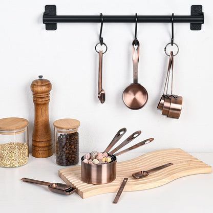 Measuring Cups and Spoons Set of 12, Stainless Steel Stackable Measuring Cups and Spoons Set With Leveler, Metal Measuring Spoons and Cups for Dry or Liquid Ingredients During Kitchen & Baking