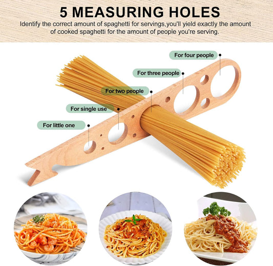 3 in 1 Wooden Spaghetti Pasta Measurer Tool,Wood Herb Stripper and Oven Rack Push Pull Tool Kitchen Gadgets Cooking Tool Small Kitchen Appliances