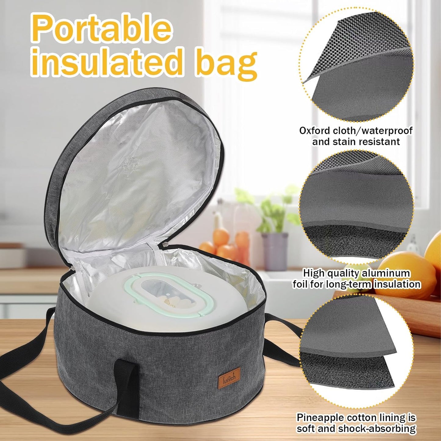 Cake Carrier with Lid and Handle Plastic Cupcake Carrier Holder with 10 Golden Boards and Insulated Bag 10-Inch Round Cake Container for Transporting Cupcakes Pies Snack and Desserts