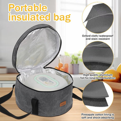 Cake Carrier with Lid and Handle Plastic Cupcake Carrier Holder with 10 Golden Boards and Insulated Bag 10-Inch Round Cake Container for Transporting Cupcakes Pies Snack and Desserts