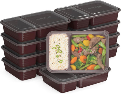 Bentgo Prep - 20-Piece 2-Compartment Reusable Meal Prep Containers with Lids, PFAS & BPA Free Materials, Durable, Microwave, Freezer, & Dishwasher Safe To Go Food Storage (Rose Gold)