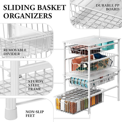 Simple Houseware Stackable Basket Drawer, Chrome