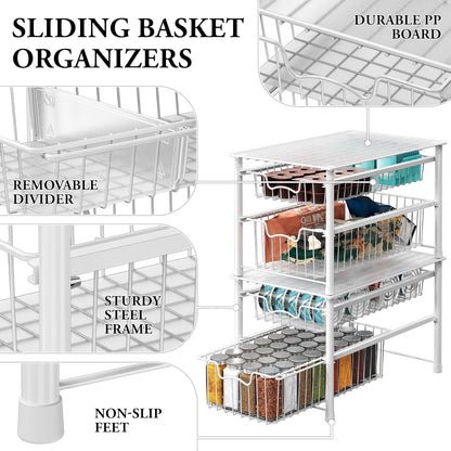 Simple Houseware Stackable Basket Drawer, Chrome