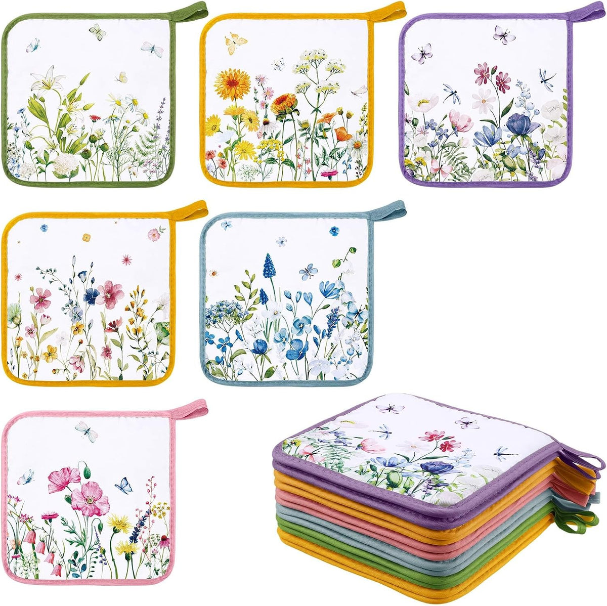 Bencailor 12 Pcs Christmas Wildflower Pot Holders with Pocket