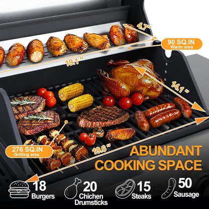 69000 BTU Output Propane Gas Grill with Side Burner and 6 Main Burners - Double-layer Stainless Steel Lid, Cast Iron Grids and Plate, Easy-Clean Grease Management for Perfect BBQs