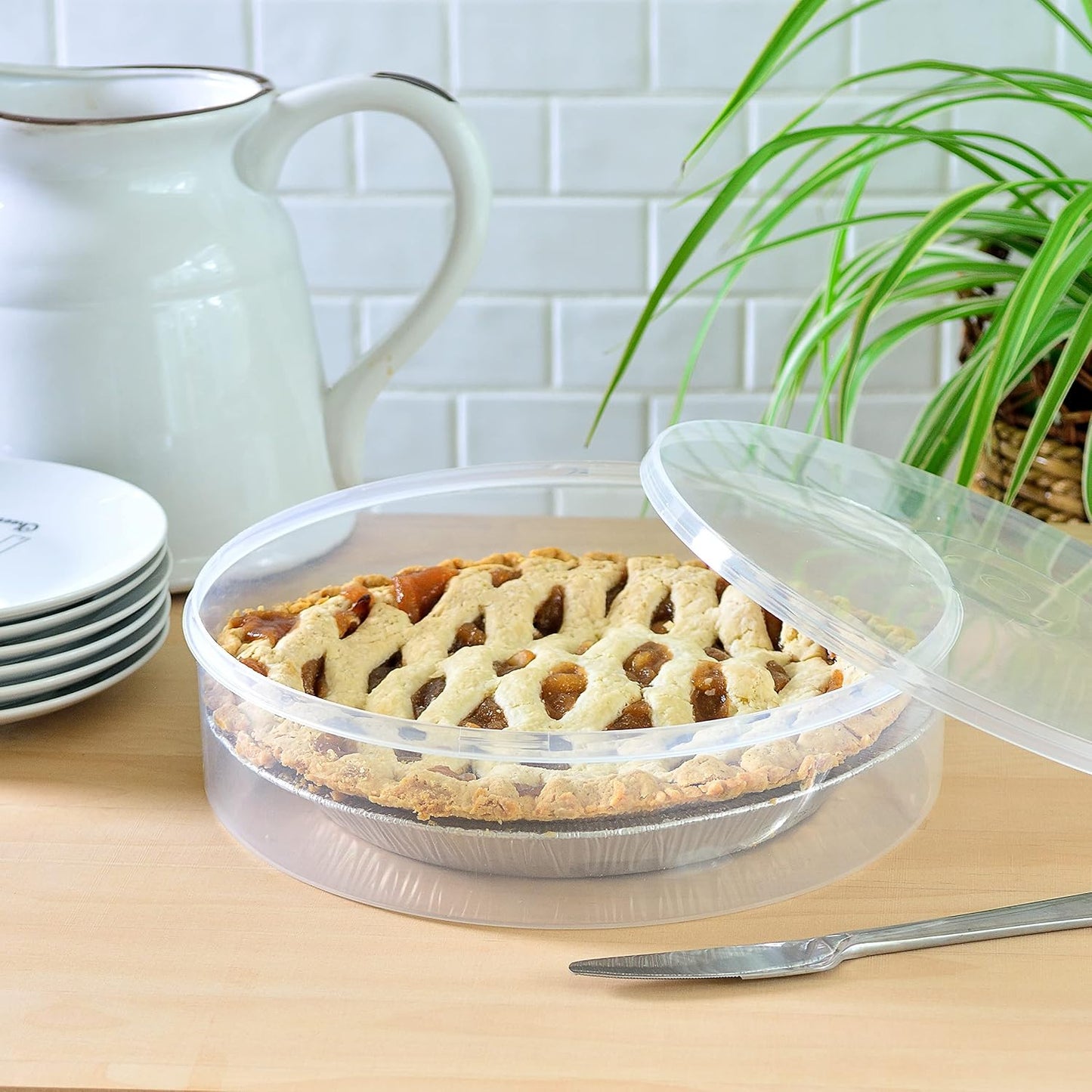 Youngever Plastic Pie Container, 11 Inch, Fresh Pie Keeper, Cupcake Carrier, Clear Round Food Storage Container with Lid, Food Container for Cupcakes, Cookies, Cheesecakes