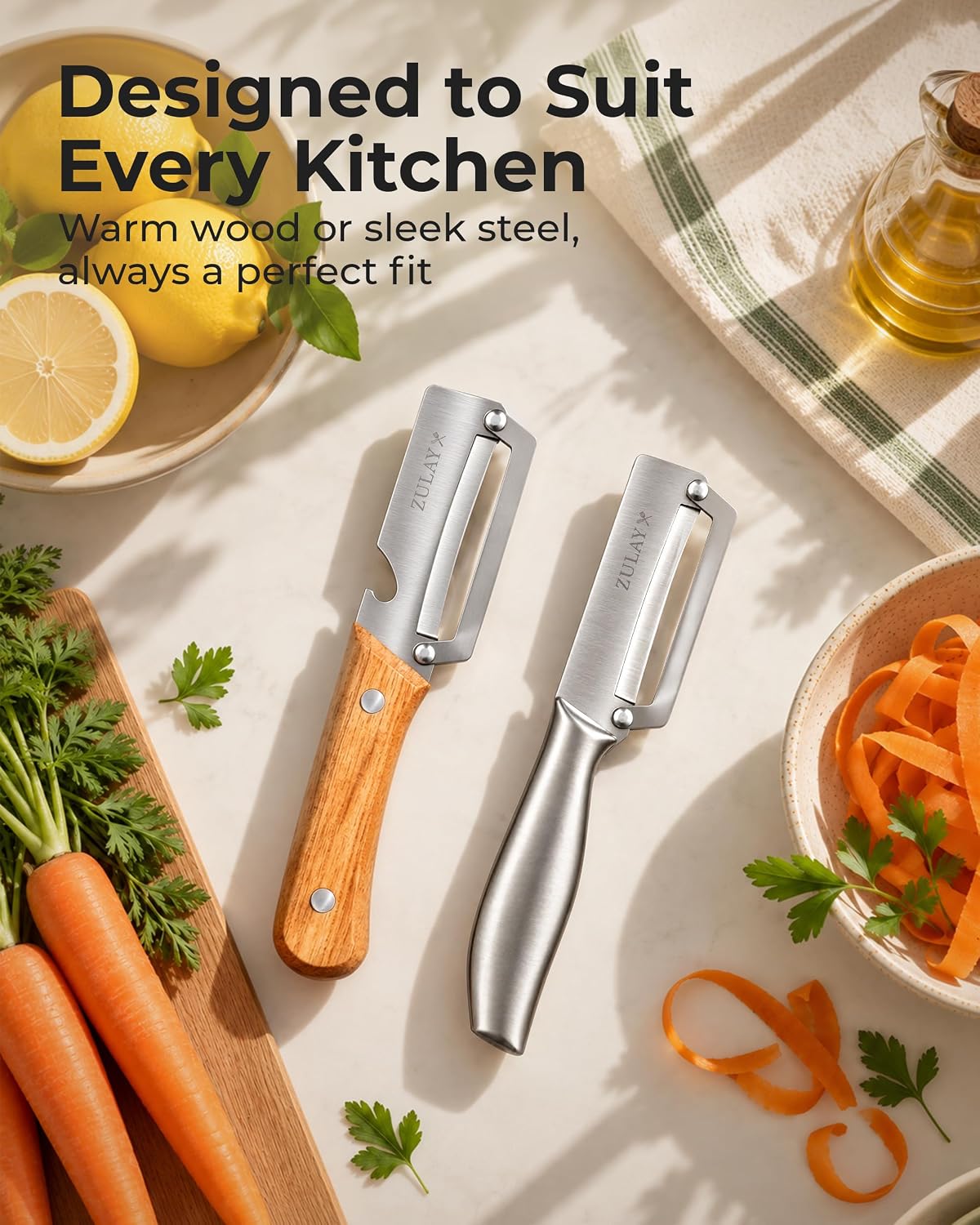 Zulay Kitchen Premium Potato Peeler, Vegetable Peeler for Kitchen, Black
