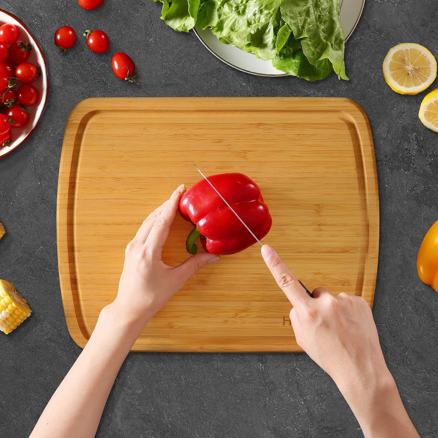 Homaxy Extra Large Bamboo Cutting Boards for Kitchen, 18x12.5" Wood XL Cutting Board with Juice Groove, Butcher Block Wooden Chopping Board for Kitchen, Meat, Cheese, Fruit & Vegetables - Pre Oiled