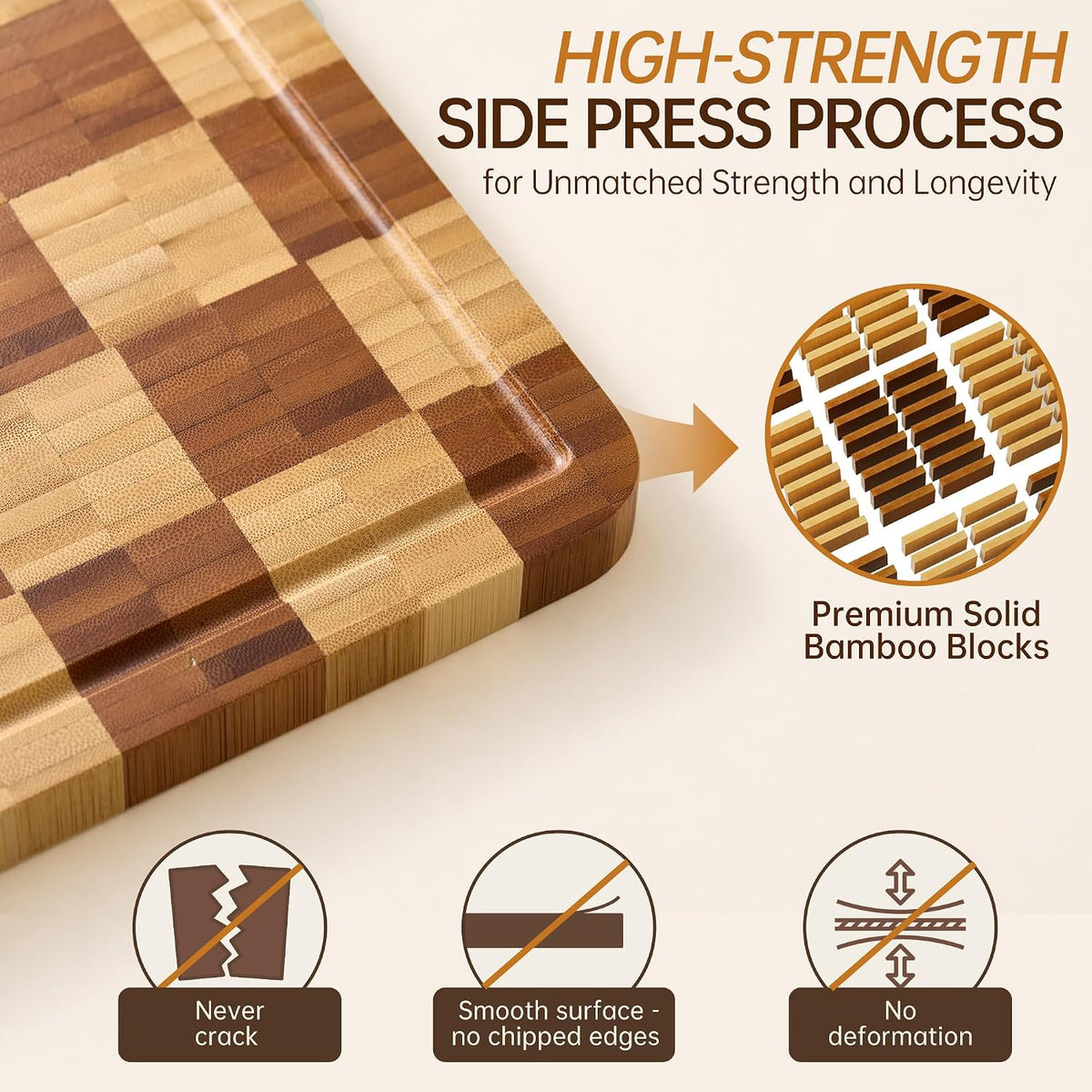 THETCHRY Cutting Boards for Kitchen, Checkered Walnut Wooden Cutting Board