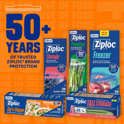 Ziploc Zip 'n Steam Food Storage Cartons for Meal Prep, Healthy Meals in Minutes, Microwave Safe, 10 Count