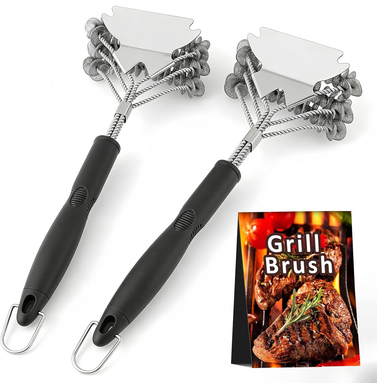 Grill Brush and Scraper Bristle Free Safe BBQ Brush for Grill Stainless Grill Grate Cleaner Safe Grill Accessories for Porcelain/Weber Gas/Charcoal Grill Gifts for Grill Wizard/Men/Dad