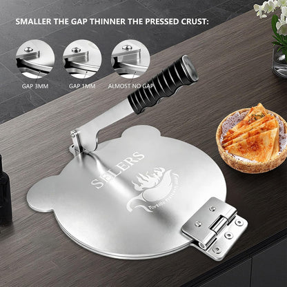 Tortilla Press Stainless Steel，SELERS,Heavy Duty, Adjustable To Press Different Thickness Of Crust, Removable, For Flour Tortilla, Roti, Flatbreads, Taco, Pie, Silver (10.5 inch)