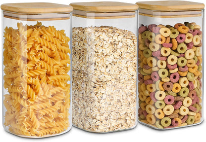 ComSaf 2Pcs Large Glass Storage Containers with Lids 4Qt, 1 Gallon Wide Mouth Flour Sugar Storage Containers, Large Capacity and Sealed for Rice, Cereal, Oat, Easy Clean and Scoop, Pantry Organization